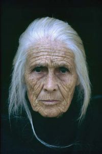 wrinkled old face